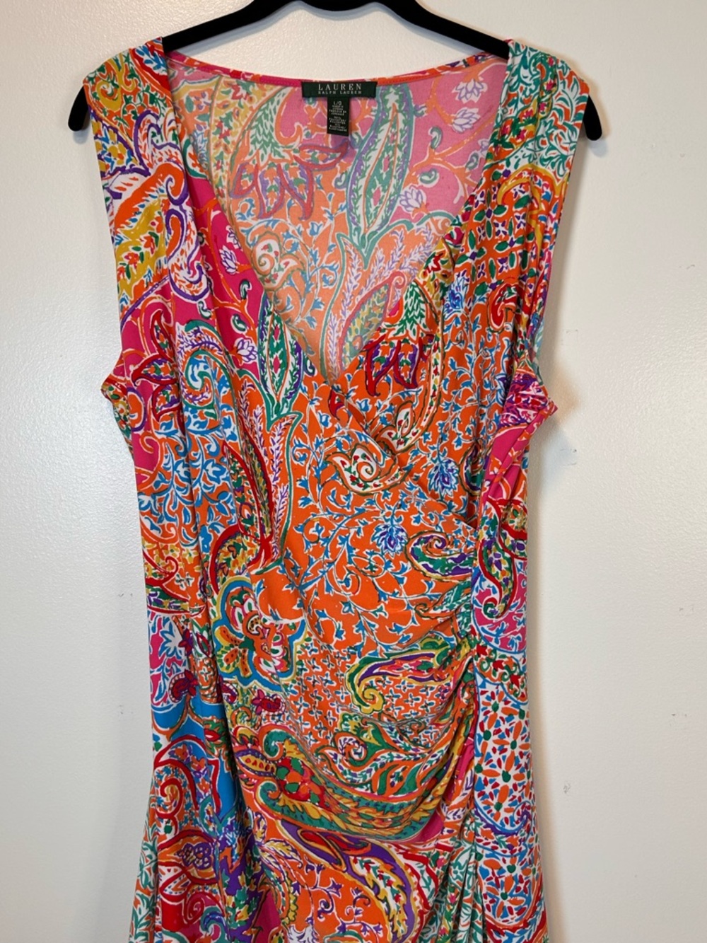 Lauren Ralph Lauren Pink Orange Paisley Midi Dress - Picture 2 of 8